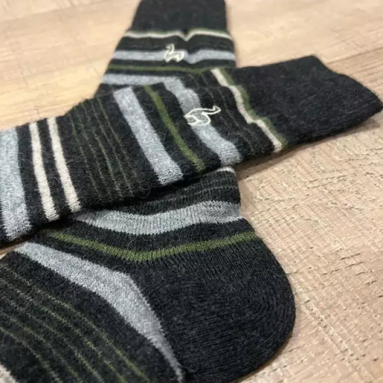 Outlet Alpaca Stripe Socks Moss Socks