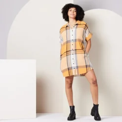 Clearance Amaris Dress Apricot Plaid Women Women’s Sale | Dresses