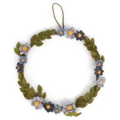 New Anemone Felt Wreath Blue Wall Decor | Felt Flowers