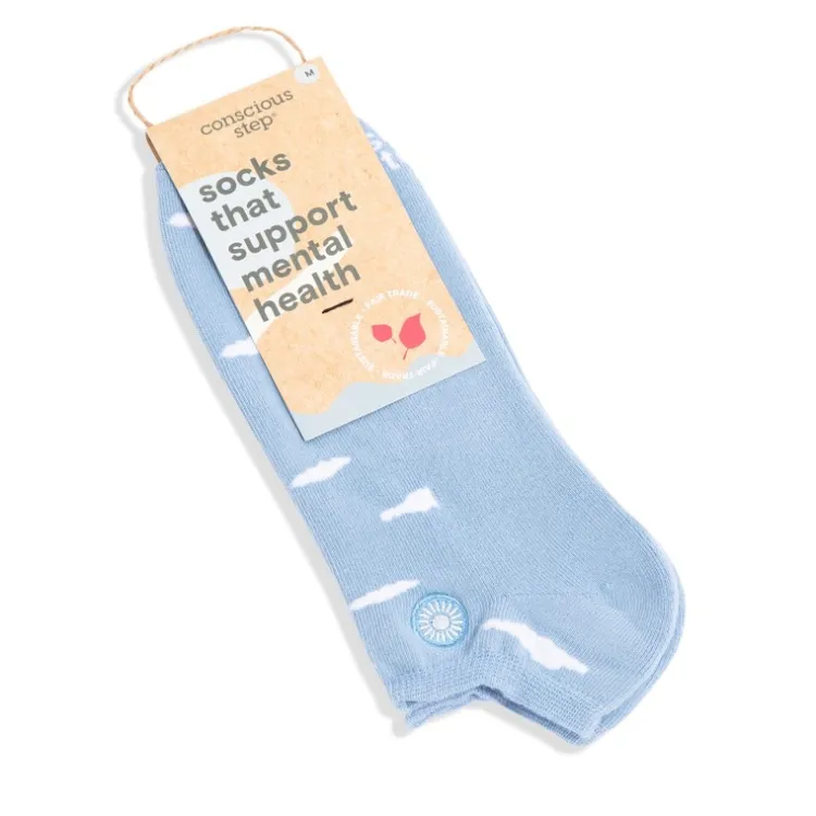 New Ankle Socks that Support Mental Health Floating Clouds Socks