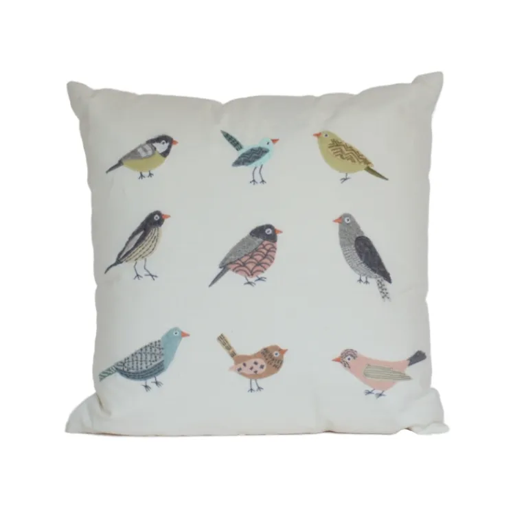Fashion Aviary Bird Cream Pillow Pillows