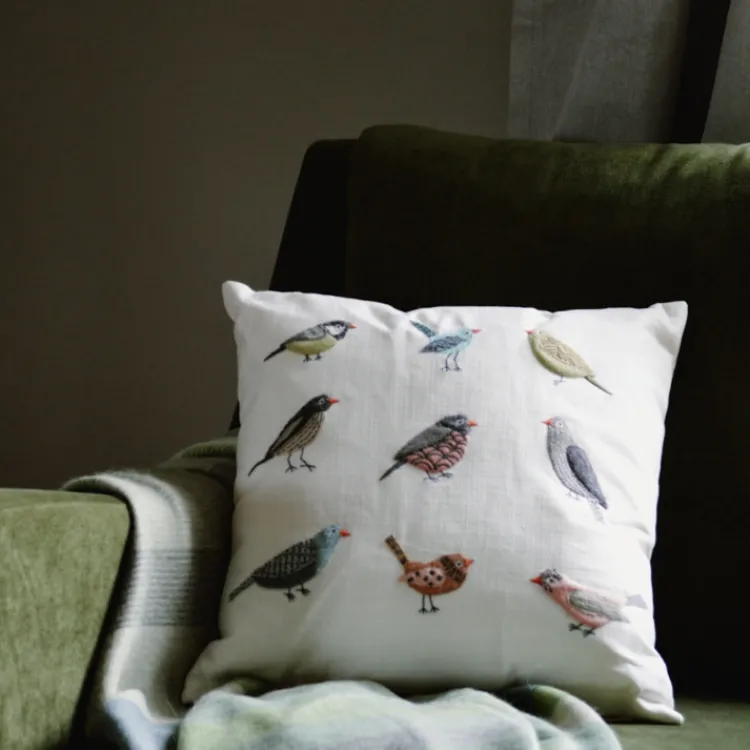 Fashion Aviary Bird Cream Pillow Pillows