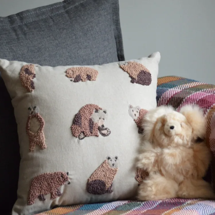 Hot Bear Necessities Embroidered Pillow Pillows