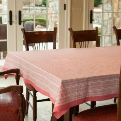 New Block Print Tablecloth 60″ x 90″ – Jaipur Coral Linens