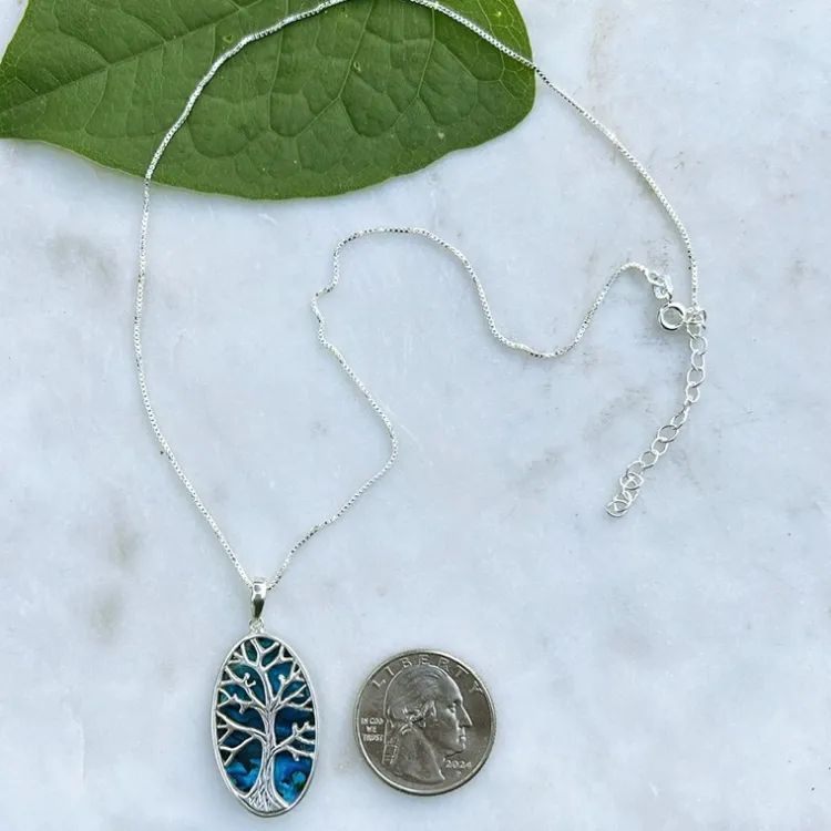 Fashion Blue Abalone Tree of Life Necklace Necklaces