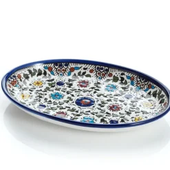 Best Blue Floral Painted Oval Tray Tabletop
