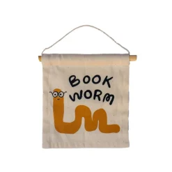 New Book Worm Canvas Hang Sign Wall Decor