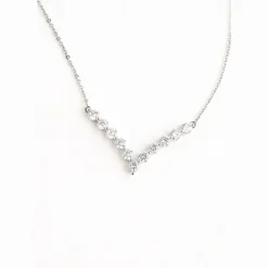 Discount Brilliance V-Bar Chevron Zircon & Platinum Necklace Fight Trafficking | Necklaces