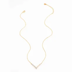 Online Brilliance V-Bar Chevron Zircon & Gold Necklace Fight Trafficking | Necklaces