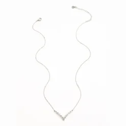 Discount Brilliance V-Bar Chevron Zircon & Platinum Necklace Fight Trafficking | Necklaces