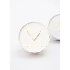 Online Brilliance V-Bar Chevron Zircon & Gold Necklace Fight Trafficking | Necklaces