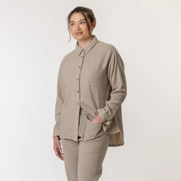Sale Button Down Shirt Putty Tops & Tunics
