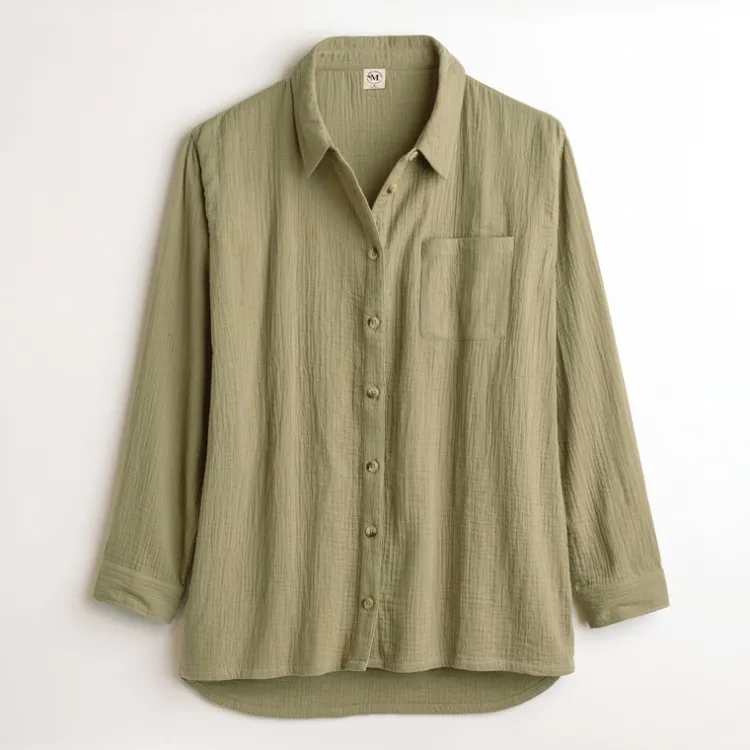 Sale Button Down Shirt Putty Tops & Tunics