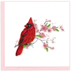 Fashion Cardinal & Cherry Blossom Quilling Card Bird & Flower Cards