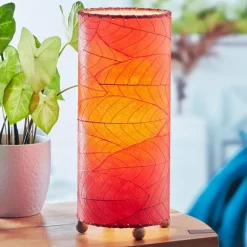 Clearance Cocoa Leaf Cylinder Leaf Lamp – Red Leaf Lamps