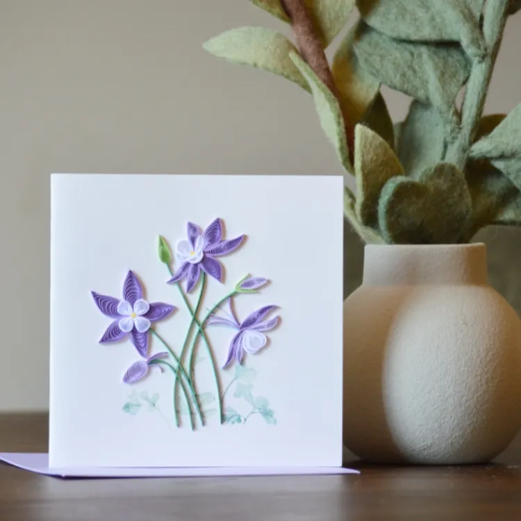 Outlet Columbine Flowers Quilling Card Bird & Flower Cards