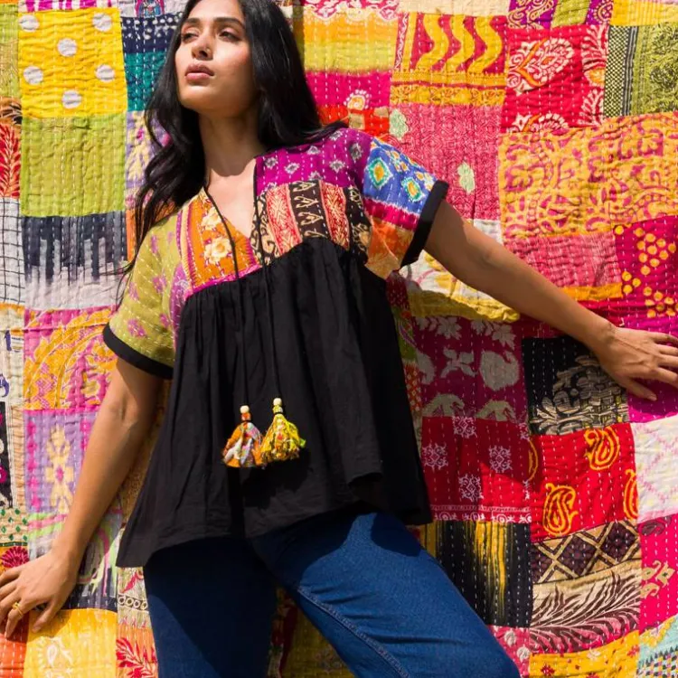 Online Cotton Kantha Tunic Top Tops & Tunics
