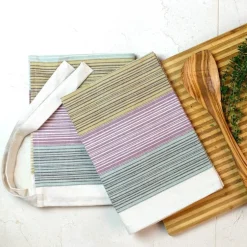Fashion Cotton Tea Towel Apron Combo – Multi Set/2 Linens | Bread Warmer Baskets