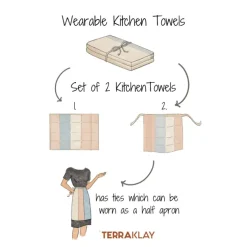 Discount Cotton Tea Towel Apron Combo – Green Stripe Set/2 Linens | Bread Warmer Baskets
