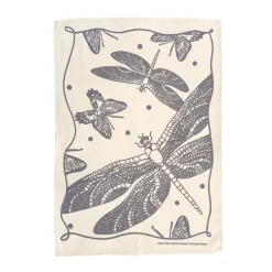 Outlet Cotton Tea Towel Butterflies and Dragonflies Eggplant Linens | Bread Warmer Baskets
