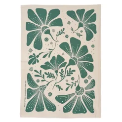 Sale Cotton Tea Towel Retroblooms Bottle Green Linens | Bread Warmer Baskets