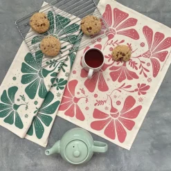 Discount Cotton Tea Towel Retroblooms Terrarosa Bread Warmer Baskets | Linens