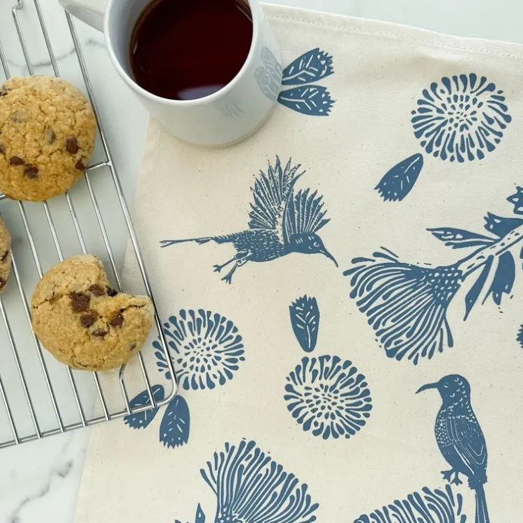 Clearance Cotton Tea Towel Sunbird Steel Blue Chef Accessories | Linens