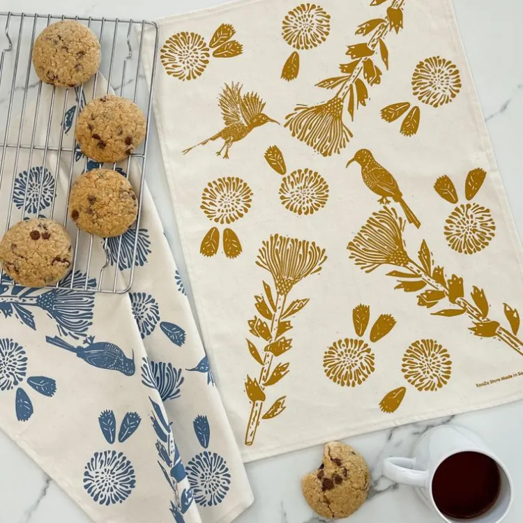 Outlet Cotton Tea Towel Sunbird Pearl Gold Chef Accessories | Linens