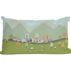 Clearance Countryside Scene Embroidered Pillow Pillows