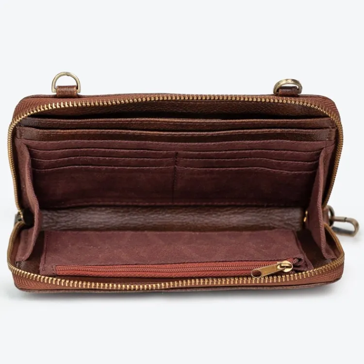 Clearance Crossbody Wallet Brown Leather Bags