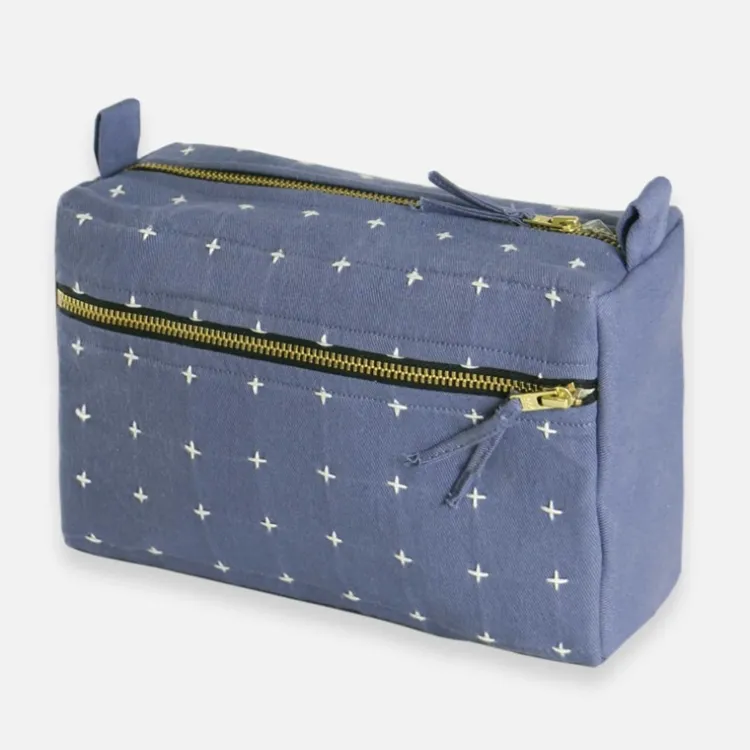 Hot Cross-Stitch Toiletry Bag Slate Bags