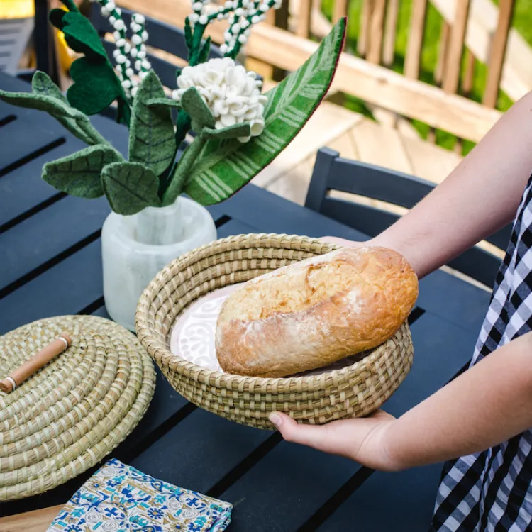 Hot Curly Fern Bread Warmer Basket with Lid Tabletop | Bread Warmer Baskets