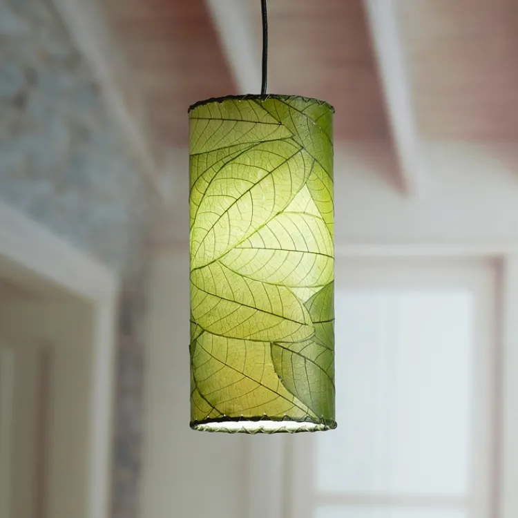 Fashion Cylinder Pendant Leaf Lamp – Green Leaf Lamps
