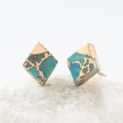 Fashion Desert Bloom Diamond Turquoise Studs Fight Trafficking | Earrings