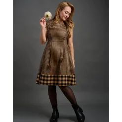 Hot Devonshire Dress Black and Tan Small Gingham Women Women’s Sale | Dresses