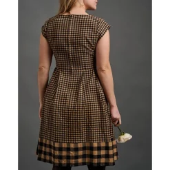 Hot Devonshire Dress Black and Tan Small Gingham Women Women’s Sale | Dresses