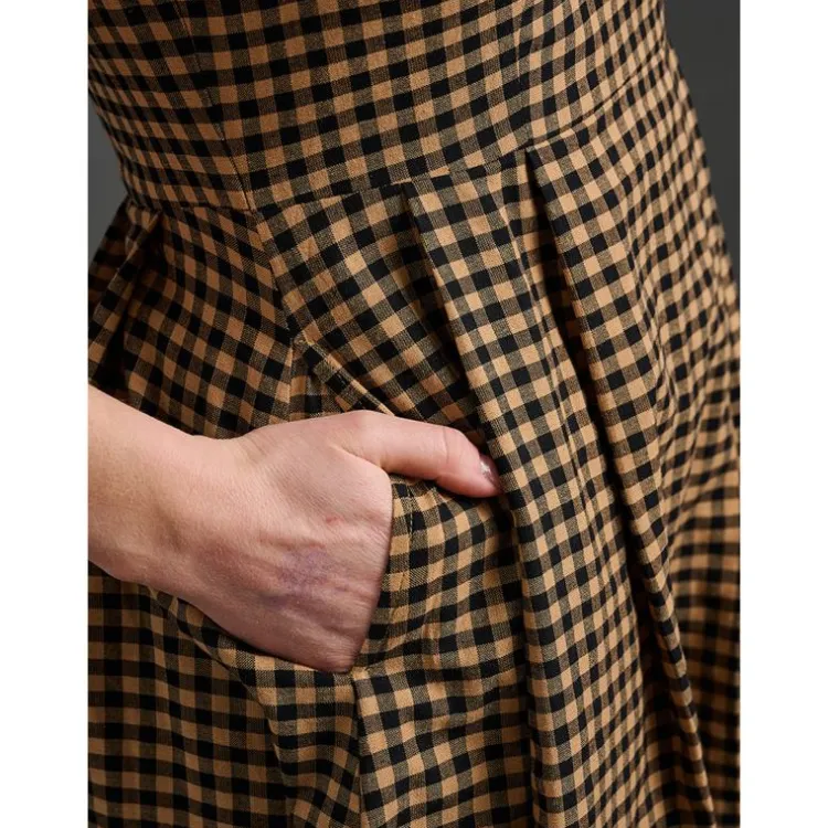 Hot Devonshire Dress Black and Tan Small Gingham Women Women’s Sale | Dresses