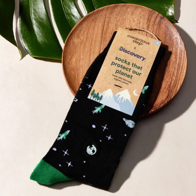 Fashion Discovery Socks that Protect Our Planet Black Galaxy Socks