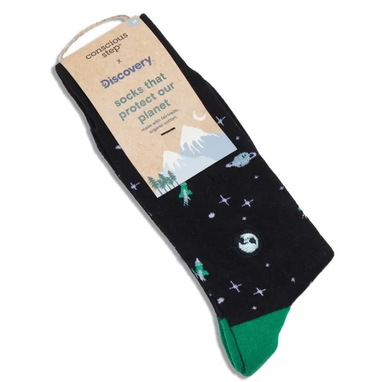 Fashion Discovery Socks that Protect Our Planet Black Galaxy Socks