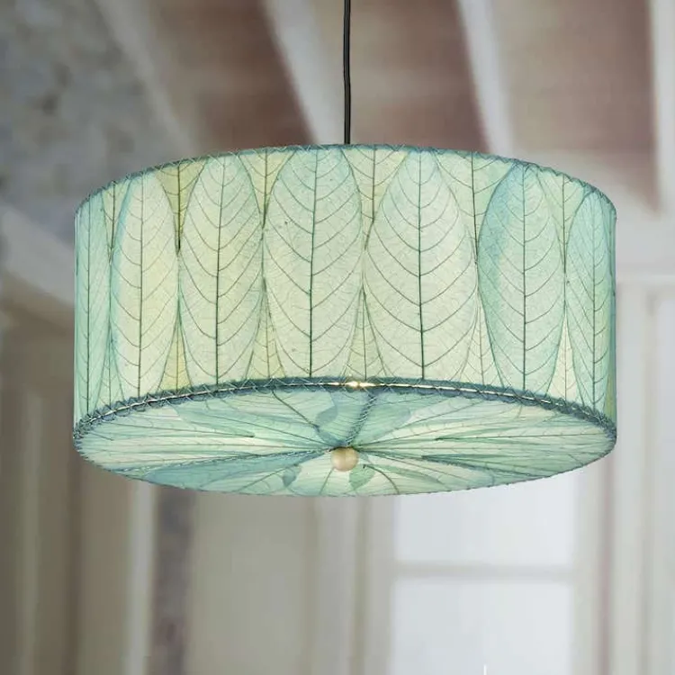 Clearance Drum Pendant 24” Leaf Lamp – Blue – preorder for est. ship 8/2025 Leaf Lamps