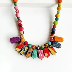 Outlet Fanned Rectangle Kantha Necklace Kantha Jewelry | Necklaces