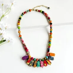 Outlet Fanned Rectangle Kantha Necklace Kantha Jewelry | Necklaces