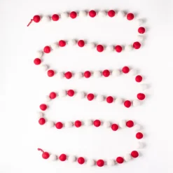 Clearance Felt Ball Garland Red & White Garlands