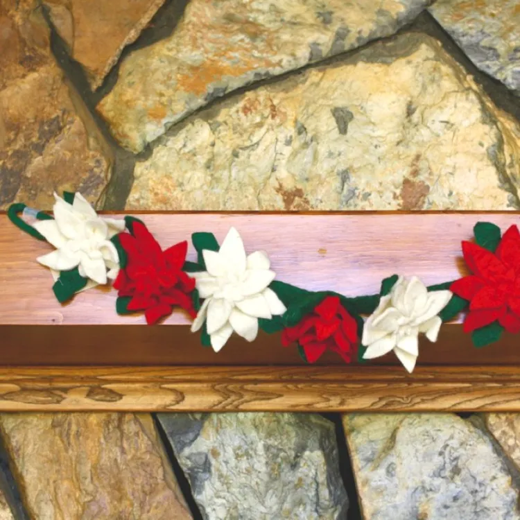 Discount Felt Poinsettia Garland Garlands
