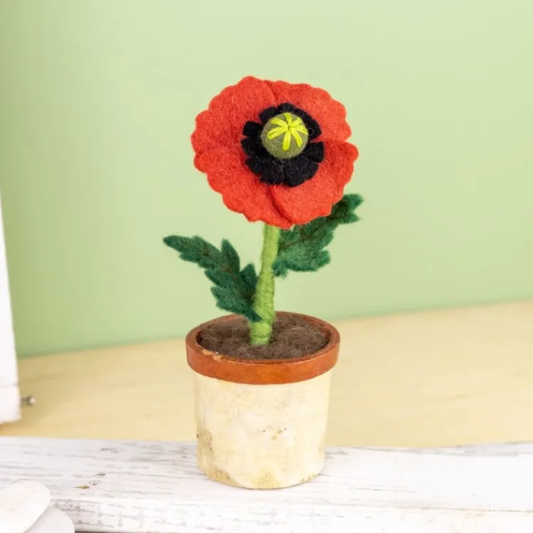 Clearance Felt Potted Flower Poppy Felt Flowers