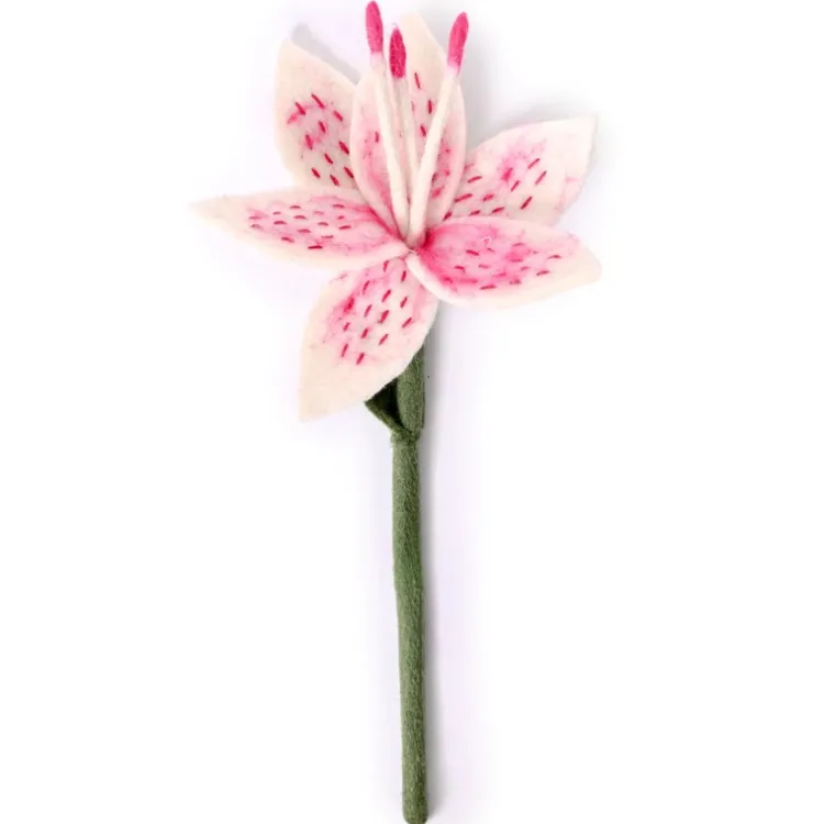 Outlet Felt Stargazer Lily White Felt Flowers