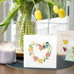 Fashion Floral Heart Quilling Card Bird & Flower Cards | Love Cards