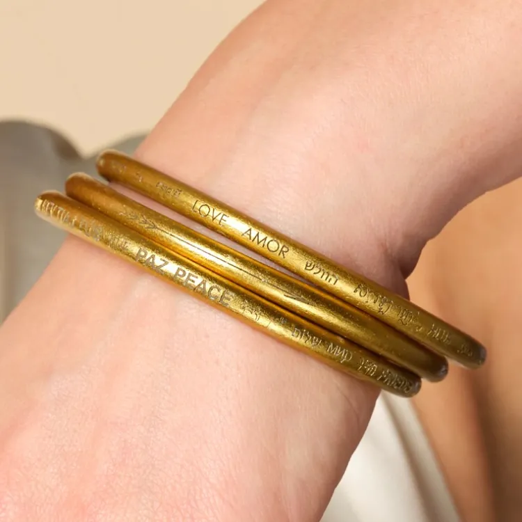 Outlet Gold Tone Peace All Around Bangle Standard Bracelets & Cuffs