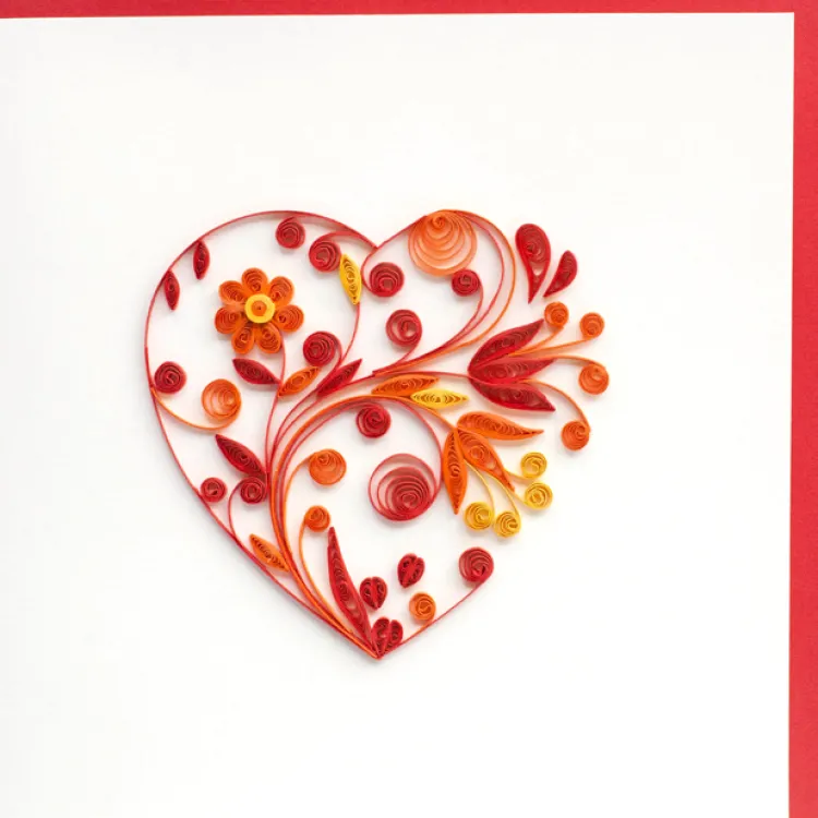 Hot Heart Quilling Card Love Cards