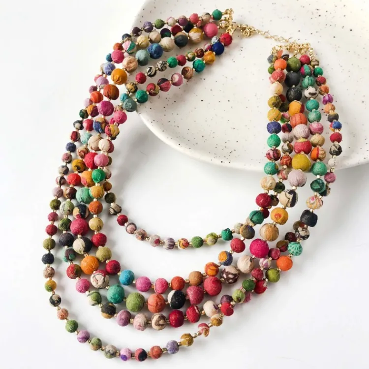 Online Intertwining Kantha Necklace Kantha Jewelry | Necklaces